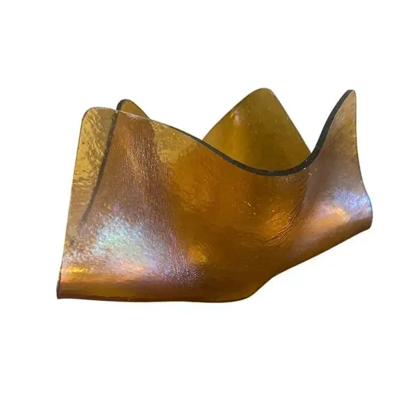 Mid-Century Modern Handmade Fused Glass Votive, Vase, Centerpiece - Picture 2 of 6